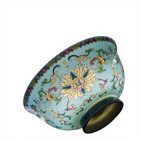 Emaille-Farbige Kleine Knochenporzellan-Topfschale mit Hohem Fuß, Verbrühungssicher, Chinesischer Palast-Stil, Haushaltsartikel aus Jingdezhen-Keramik