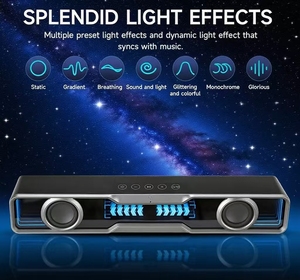 2025ใหม่ลำโพงคอมพิวเตอร์พื้นผิวกระจกซาวด์บาร์ USB <span class=keywords><strong>ซับ</strong></span>วูฟเฟอร์5.4พร้อมไมโครโฟนไฟ RGB ในตัวสำหรับแล็ปท็อปพีซี - Product Image 2