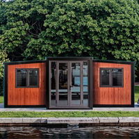 Maison conteneur préfabriquée de 20 pieds en panneaux sandwich, pliable, modulaire, extensible, avec cabine de douche, salon, chambre, entrée et atelier