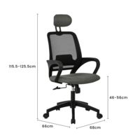 Chaise de bureau ergonomique moderne en maille, dossier en maille haute élasticité, mousse PU, hauteur réglable, base pivotante en PP, appui-tête réglable