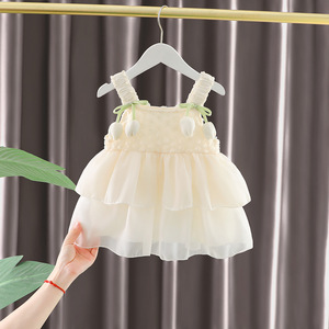 Mùa Hè Mới Ngọt Ngào Công Chúa Voan Ăn Mặc Cho Cô Gái Giản Dị Mini Ren O-Cổ Rắn <span class=keywords><strong>Satin</strong></span> Cho Trang Phục Chính Thức Sinh Nhật Lễ Kỷ niệm - Product Image 1