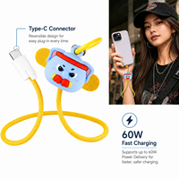 Cable de Carga Rápida USB C de 60W con Correa para Muñeca, Diseño de Elefante Tailandés, 30cm, Universal para Laptop y Teléfono, Cable de Datos de 60W