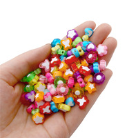 Manik-manik Akrilik Plastik Lucite Multi-warna Bintang Lima Sudut Hati Kupu-kupu Bunga Lima Kelopak Untaian Manik-manik Lepas DIY untuk Membuat Gelang