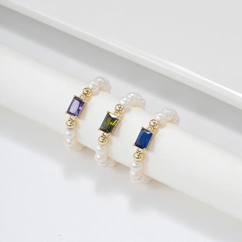 Rinntin gpr17 mới đến thời trang anillos plata đồ trang sức mỹ nhẫn với 4A Zircon phụ nữ bán buôn ngọc trai nước ngọt Nhẫn