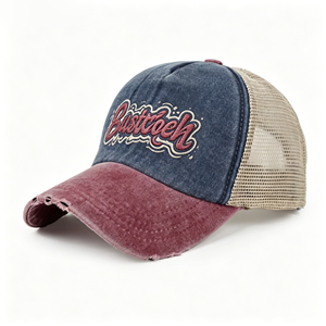 Wholesale Custom Blank 5 Panel Corduroy Rope Hat <b>Vintage</b> Mesh Back Trucker <b>Cap</b> with Braided Rope Mid Profile Structured - Product Image 1