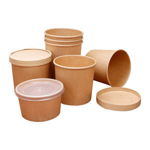 Carta Kraft stampata a parete singola personalizzata porta via Lunch Box ciotola <span class=keywords><strong>per</strong></span> zuppa di insalata tazza di caffè <span class=keywords><strong>per</strong></span> <span class=keywords><strong>imballaggi</strong></span> alimentari - Product Image 1