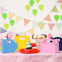 Petit MOQ, Prêt à Expédier : 24 Paquets de Boîtes Cadeaux en Papier à Poignée pour Fêtes, Motif Arc-en-ciel, pour Bonbons et Gâteaux