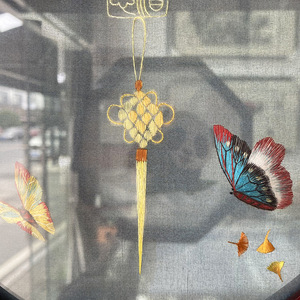 Suzhou Embroidery Double Sided <b>Screen</b> Butterfly Flower Design Ruyi Stand Chinese Style <b>Decorative</b> Table Ornament Handcrafted - Product Image 2