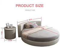 Lit Rond Moderne de Luxe pour Adultes, Design Simple, Meuble de Chambre à Coucher pour Maison ou Hôtel, Taille Double/Queen/King, Tissu avec Fonction de Rangement
