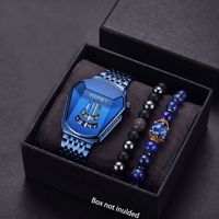 Coffret bijoux montre 4 pièces tendance, montre quartz homme style moto grand cadran, idée cadeau