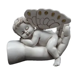 Lovely Sleeping resin angel figurine for baptism gift souvenir