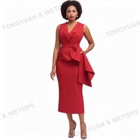 Robes de grande taille sans manches costumes de bureau pour femmes costume d'affaires 2 pièces ensemble formel pour femmes africaines costumes d'église de grande taille pour femmes