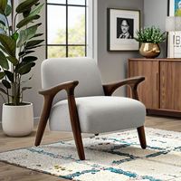 Fauteuil de luxe moderne en bois massif, écologique, avec assise en tissu et accoudoirs, pour salon, chambre, chaise de loisirs rembourrée pour appartement et villa