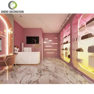 Mueble de Exhibición para Tienda de Zapatos de Mujer Personalizado, Mueble de Tienda de Bolsos Personalizado con Iluminación LED, Vitrina de Pared para Bolsos de Lujo - Product Image 2