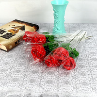 Bunga Sutra Simulasi Murah, Tangkai Tunggal, Hadiah Hari Valentine dengan Mawar Terbungkus, Hadiah Bunga Mawar Tunggal