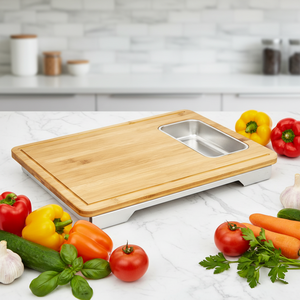 Ustensiles de cuisine Extra Largeo Prep <span class=keywords><strong>Planche</strong></span> à découper Évier de vidange <span class=keywords><strong>Planche</strong></span> à découper détachable en bambou biologique <span class=keywords><strong>avec</strong></span> conteneurs et <span class=keywords><strong>passoire</strong></span> - Product Image 1