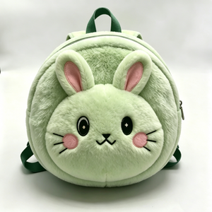 Customized Soft fuzzy <b>cat</b> <b>backpack</b>, Pastel green <b>cat</b>,Green <b>cat</b> plush <b>backpack</b>,Round <b>cat</b> face <b>backpack</b>,Cute plush <b>cat</b> bag - Product Image 2