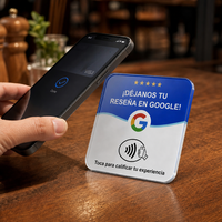 Carte de visite NFC en espagnol avec puce NTAG213, étanche, en acrylique, logo personnalisé pour hôtel, café, bar