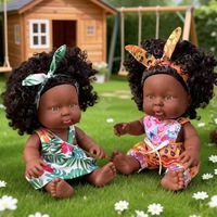 Poupée noire de 25 centimètres, poupée africaine, poupée bébé reborn en plastique souple
