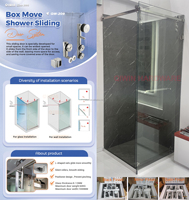 Kits de quincaillerie pour cabine de douche : Nouveau système de porte de douche coulissante vers l'intérieur avec rail inférieur et tube supérieur pour salle de bain compacte