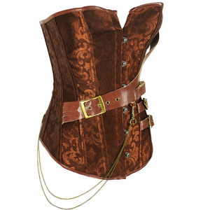 Nouveau Corset Marron Vintage Steampunk pour <span class=keywords><strong>Femme</strong></span>, Grande Taille, Style <span class=keywords><strong>Pirate</strong></span>, Haut <span class=keywords><strong>Bustier</strong></span> Gothique à Lacets pour Halloween - Product Image 3