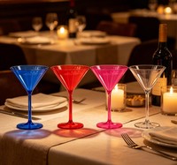 Verre à martini classique en plastique incassable réutilisable de 10 oz avec pied, compatible lave-vaisselle, idéal pour les soirées vin