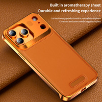 JOYPORODO L043 Étui en Métal de Luxe avec Couverture Magnétique Aromathérapie pour iPhone 13 14 15 16 17 Pro Max et Samsung S23 S24 S25 Ultra