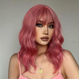 Ainizi Prêt à expédier Nouveauté Juillet <span class=keywords><strong>2022</strong></span> Perruque synthétique résistante à la chaleur de 16 pouces, coupe courte bob ondulée avec frange pour femmes - Product Image 6