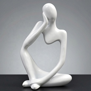 Statuetta di Persona Bianca che Pensatore Sostiene il Mento con Entrambe <span class=keywords><strong>le</strong></span> Mani, Ornamento per la Casa, Decorazione Astratta in Resina, Regalo Artigianale - Product Image 4