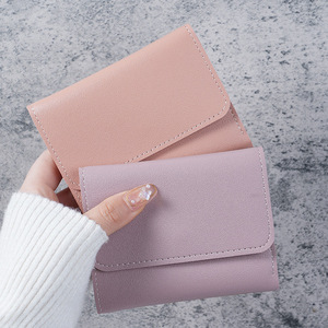 Factory Price Women's <b>Wallet</b> Card Holder Short Slim PU Leather Handmade Multifunction Fashion Simple Tri-Fold Purse for Gifts - Product Image 1