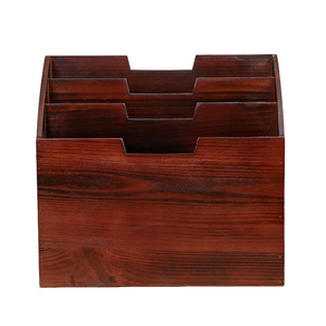 Wooden Magazine <b>Storage</b> Rack Solid Color Desktop Organizer With Partitions For Office Home Use - Product Image 5