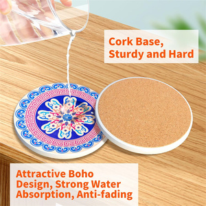 Posavasos de pizarra por sublimación al por mayor, posavasos de cerámica brillante, posavasos de cerámica absorbente de agua con parte trasera de corcho - Product Image 3
