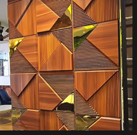Panel de Pared 3D de PVC con Efecto Madera Espejo, 500x500mm, Impermeable, Antimoho, Ecológico, Revestimiento de Pared Interior