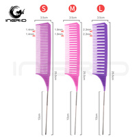 Peigne de mise en évidence de rat en plastique ABS avec logo personnalisé d'usine ensemble de peignes de séparation de queue de rat de coiffure en queue d'épingle en acier inoxydable