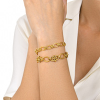 Bijoux faits à la main pour femmes hypoallergéniques Pvd plaqué or en acier inoxydable fleur chaîne bracelets pour dame