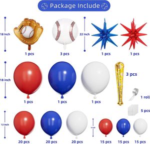 Kit d'arche de ballons de baseball, ballon en aluminium gant de baseball, ballon en aluminium étoile rouge <span class=keywords><strong>et</strong></span> bleue, fournitures de décoration pour fête d'anniversaire sur le thème du sport - Product Image 5