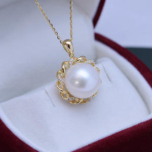 Freshwater 3-4mm White <b>Small</b> Pearl <b>Necklace</b> Pendant Perfect Circle with Strong Light & Almost Flawless S925 <b>Gold</b> DIY <b>Necklace</b> - Product Image 2