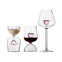Gobelet à vin en verre en forme de coeur d'amour rose créatif tasse à vin rouge romantique et gobelet à champagne tasse à boire pour la fête de mariage