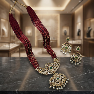 Wholesale High Quality Vintage Brass Gold Plated Crystal Women's Wedding Bridal Jewelry <b>Set</b> Long Mala Necklace Earrings Third - Product Image 2