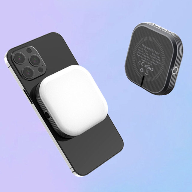 Mini Portable Dimmable Rechargeable LED Dual-Tone Magnetic Ring Selfie Light ABS Square Warm White Home Use Phone Photography
