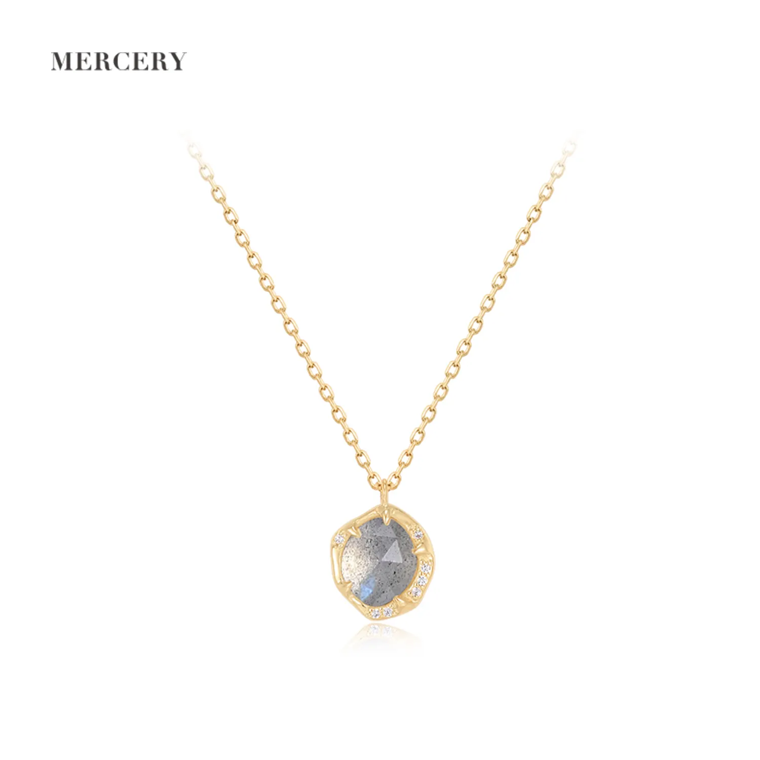 Mercery-collar con colgante de diamante de lujo para mujer, joyería de moda personalizada, oro sólido de 14K, collar con temática para mujer, joyería de piedras preciosas finas