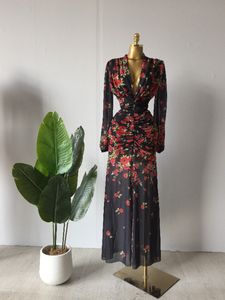 Gaun Wanita leher V dalam gambar bunga gaun Maxi lengan panjang gaun Bodycon Vestidos ukuran Plus pakaian Afrika <span class=keywords><strong>M</strong></span>-2XL - Product Image 2