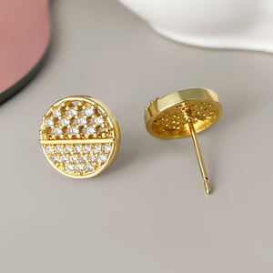 ZC Trendy <b>Stud</b> <b>Earrings</b> with Zircon for Women's Engagement Party Wedding Gift 18K Gold & Rhodium Plated Brass - Product Image 5