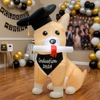 Modèle gonflable de Corgi de graduation avec lumières LED intégrées pour la décoration et l'ambiance des fêtes de remise des diplômes sur le campus