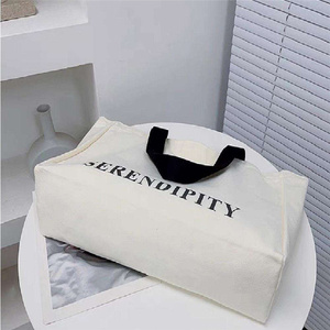 Sac en toile de coton personnalisé avec logo, grandes poignées noires, réutilisable, écologique, pour courses, voyages, livres, sac promotionnel, cadeau - Product Image 2