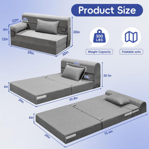 Nouveau produit 2026 sur Alibaba : Canapé-lit convertible et extensible pour salon, compressé en boîte, faible MOQ, personnalisable, aucun assemblage requis - Product Image 6