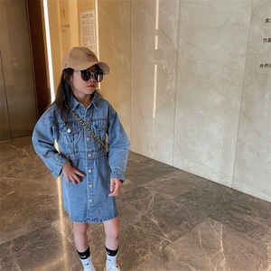 2025 primavera di alta qualità per bambini denim monopetto abito a manica lunga per bambine - Product Image 4