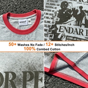 T-shirt personnalisé en coton 100% avec imprimé journal vintage et détails <span class=keywords><strong>de</strong></span> peinture au pistolet, style streetwear hip hop décontracté, fabriqué en usine OEM - Product Image 2