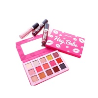 Palette de fards à paupières en boîte en carton avec couvercle à rabat, miroir, gaufrage, logo personnalisé, motif, cosmétique, poudre rouge, blush, recyclé