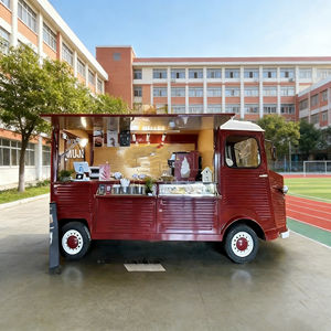 Camionnette de restauration mobile rouge foncé vintage avec fenêtre de service entièrement ouvrable pour la vente de glaces et de café en zone urbaine, en acier inoxydable - Product Image 5